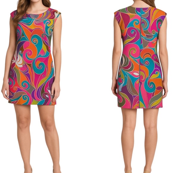 Trina Turk Multicolor Sleeveless Shift Dress Excellent Size S - Picture 7 of 7